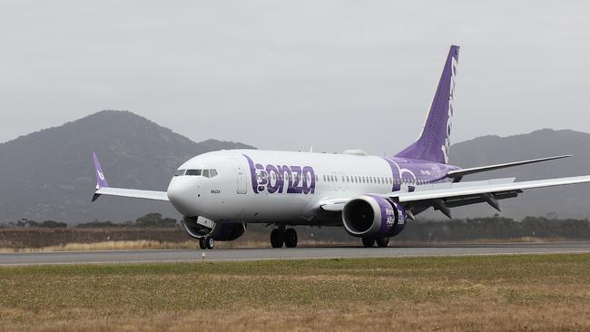 Bonza is known for its purple planes. Picture: Alex Coppel