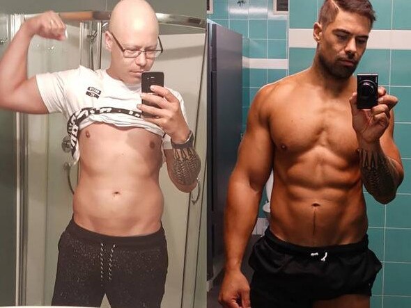 In two photos side by side of Gary-John Hill taken six months apart, he looks almost unrecognisable.