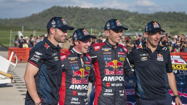 V8 Supercars team Red Bull Ampol Racing (from left) Scott Pye, Will Brown, Broc Feeney, and Jamie . Picture: Kevin Farmer