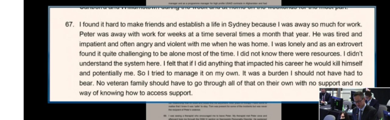 In her statement, Ms Cherne said she felt isolated and unsupported by the ADF.