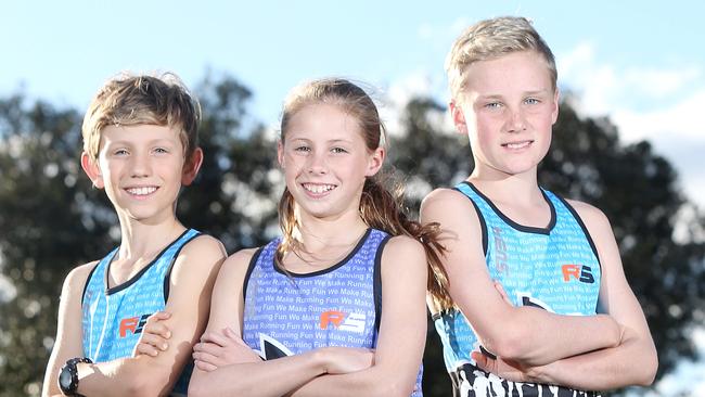 Bailey Habler, right, with George Verco and Sophie Ferenczi, at the start of their careers.