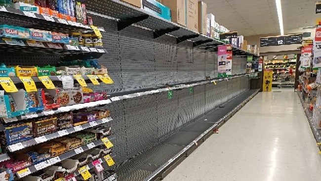 Empty shelves seen at Para Hills Woolworths off Kesters Rd on Monday November 16. Picture: Vicky Lamonby