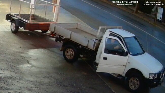 Police appealed for witnesses who had seen the white ute (pictured) driving along the highway. Picture: SA Police