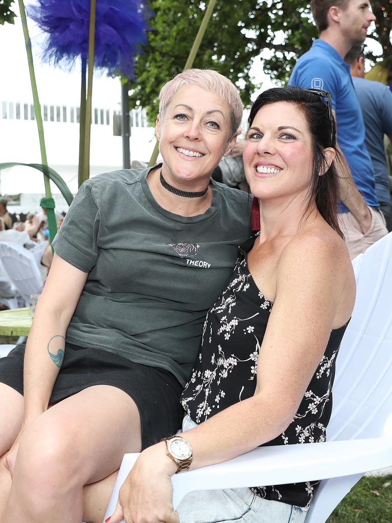 Cynthia Vaughan, of Lindisfarne, left, and Ange McCrossen, of Moonah. Picture: LUKE BOWDEN