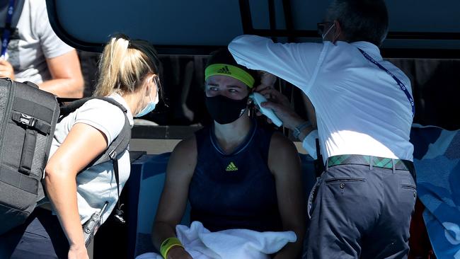 Karolina Muchova’s medical time-out while trailing Ash Barty in last year’s Australian Open quarter-final caused a major stir. Picture: AFP