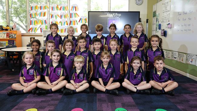 My First Year 2025 – MacKillop Catholic College prep class Y. From back row: Elsa, Cody, Bailey, Harry, Arabella, Grayson, Lilly, Shira, Benjamin, Mackenzie, Brennen, Harlan, Aaylah, Rocco, Zoe, Aurora, Hallie, Leo, Charlotte, Lexie, Logan. Picture: Brendan Radke