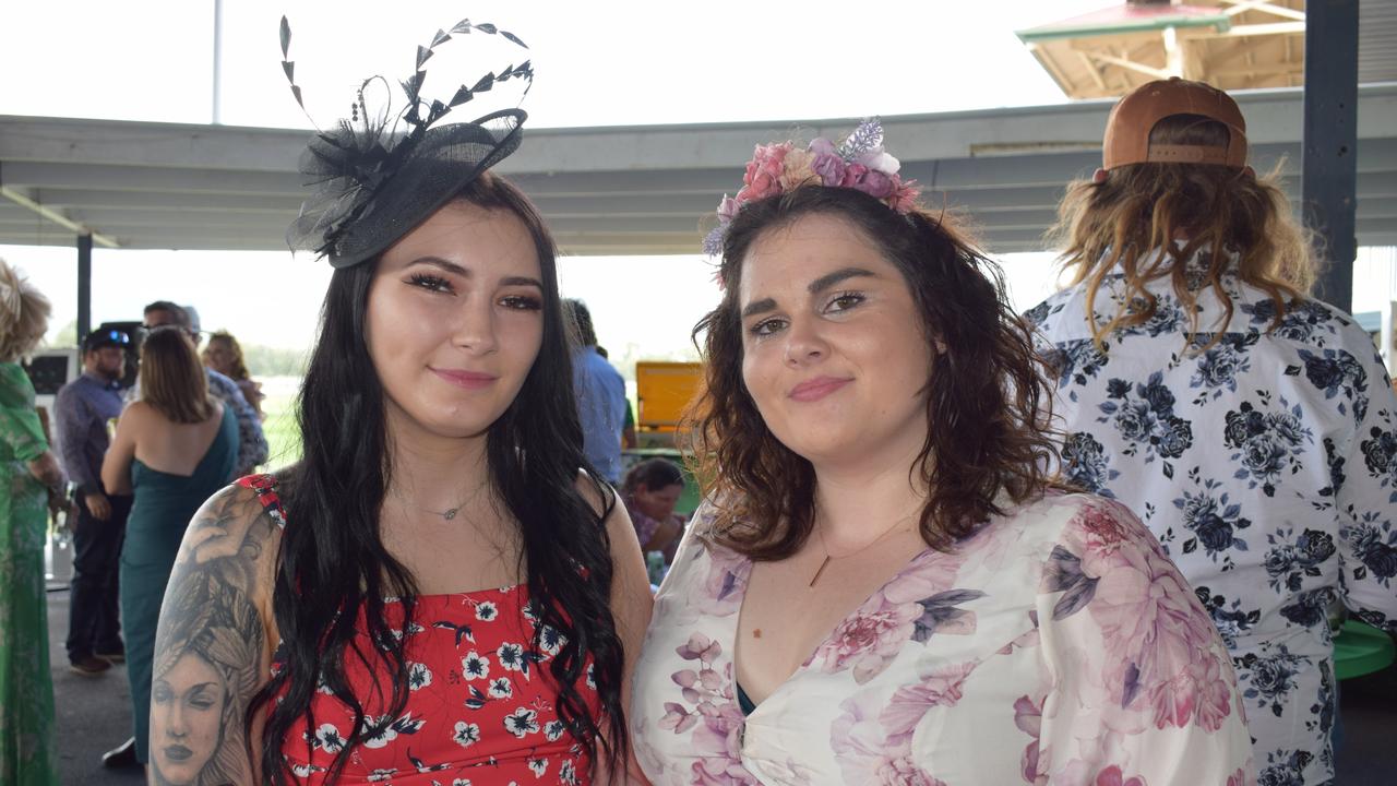 Krystal Mckenzie and Cassie Brown at the St Patrick’s Day races in Rockhampton on March 12, 2022. Picture: Aden Stokes