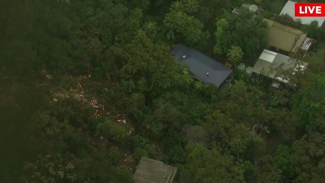 Residents have been evacuated after a landslide at Mackeral Beach. Picture: 9News