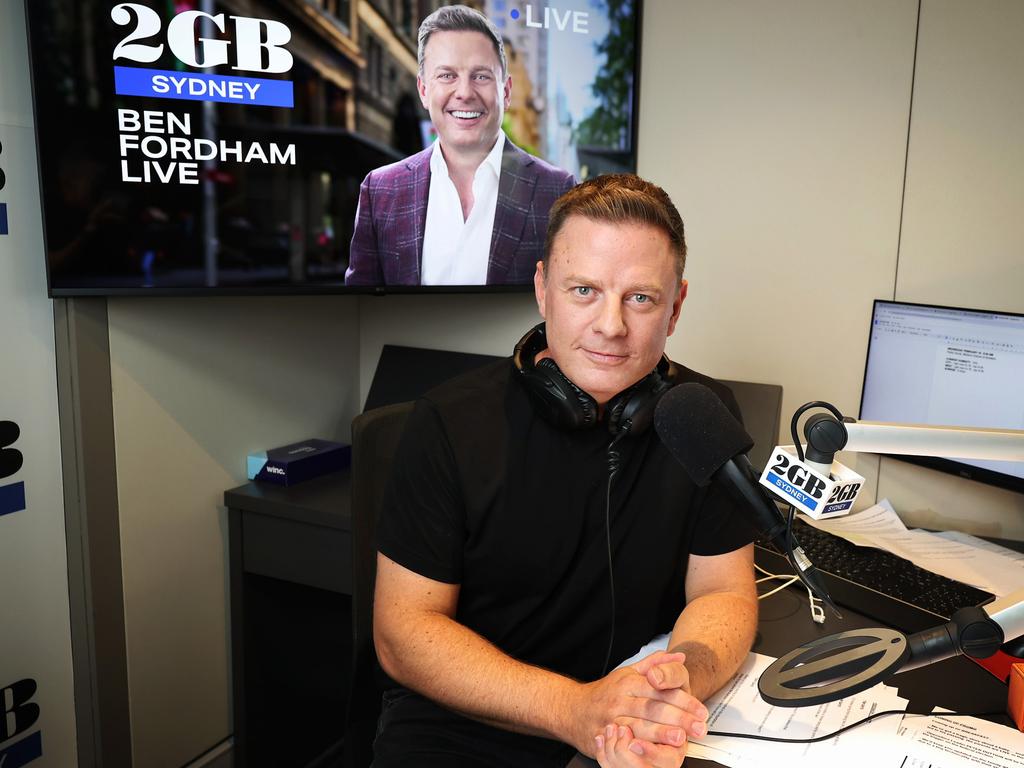 2GB presenter Ben Fordham in his studio. John Feder/The Australian.