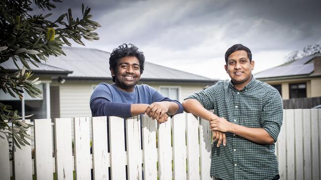 Bangladeshi nationals Thushan Thanabalasinghan (left) and Richard Devadhar negotiated a rent reduction with their landlord during COVID. Picture: LUKE BOWDEN