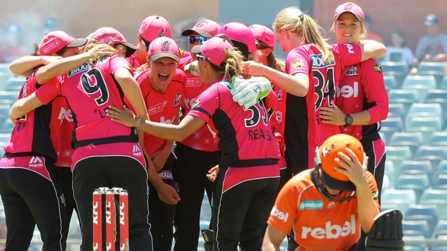 The Sydney Sixers during the WBBL T20 Grand Final against the Perth Scorchers.