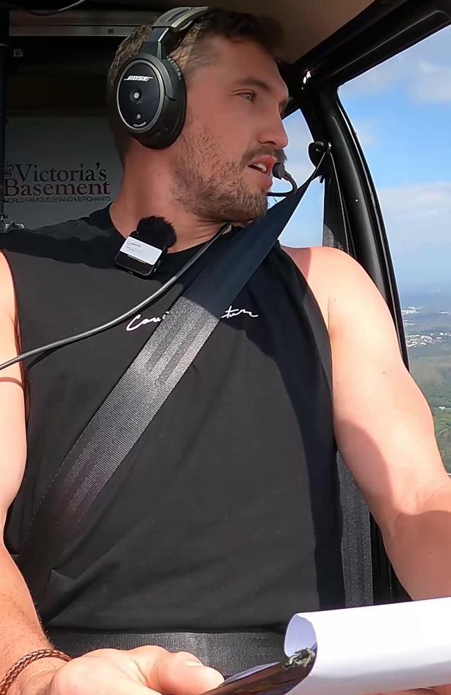 Corey Oates doing the KIIS97.3 traffic report from a helicopter. Photo: KIIS97.3.