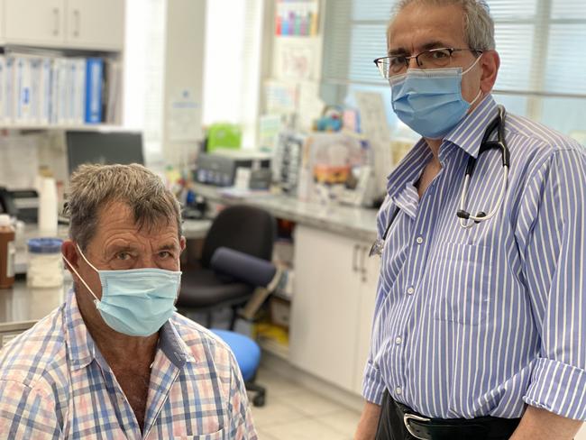 Patient Joe Stopajnik with Dr Karoly Albert at Hanover Street Medical in Melbourne’s Oakleigh.