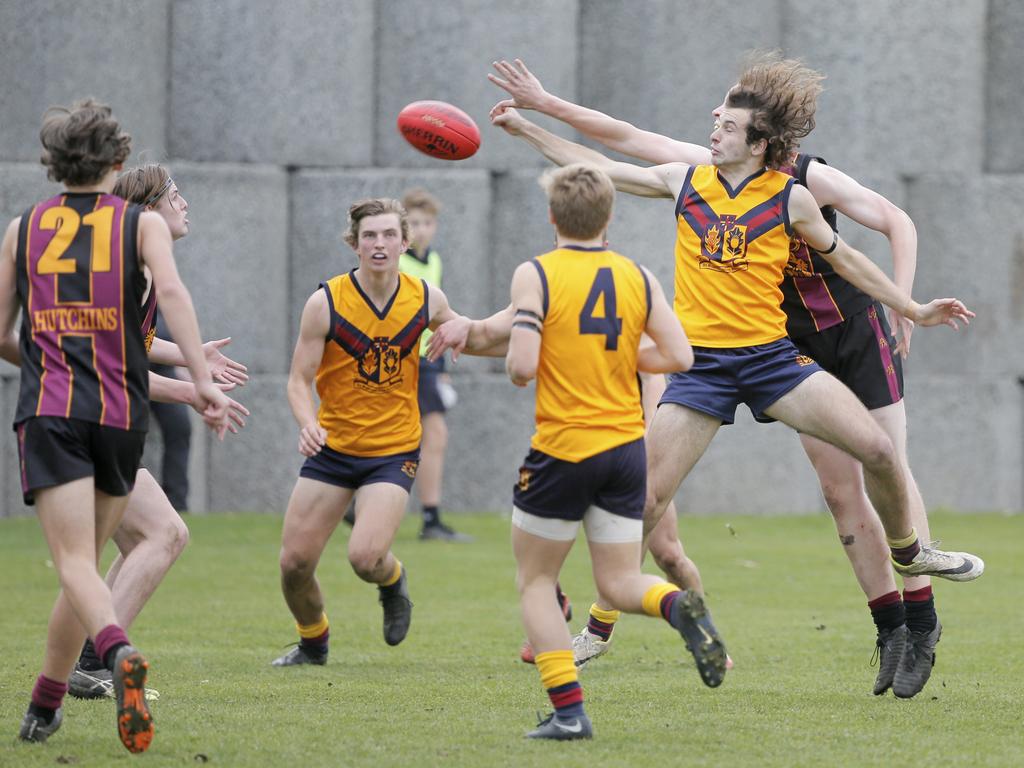 Hutchins 1st XVIII versus Scotch Oakburn in the Sports Association of Independent Schools Australian Rules grand final. Picture. PATRICK GEE