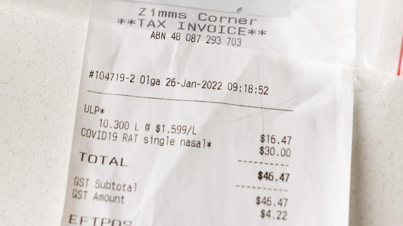 Zimms Corner Service Station is selling RATs as individual tests and at inflated prices, Thursday, January 27, 2022. Picture: Kevin Farmer