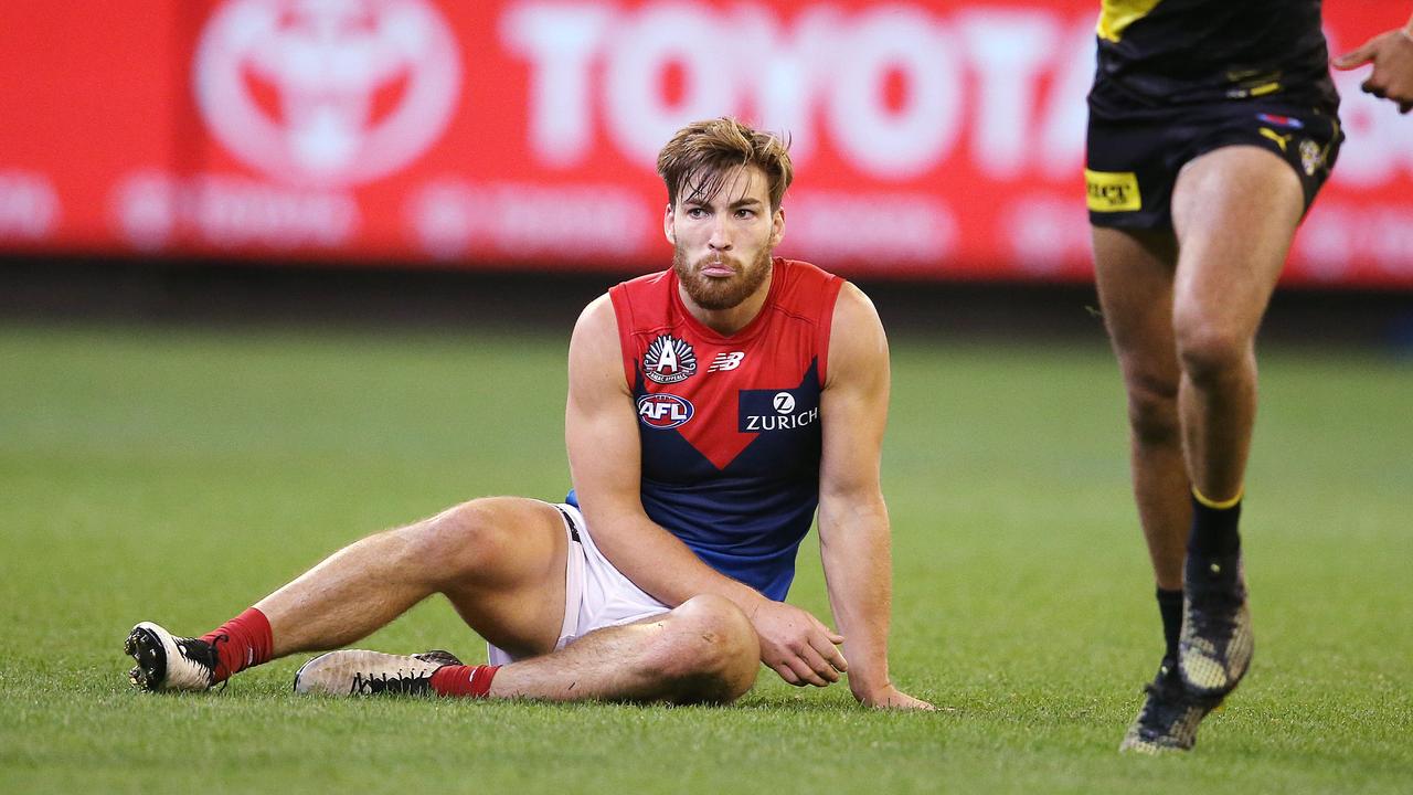 The Sydney Stack bump that floored Melbourne's Jack Viney will cost the co-captain a few weeks on the sidelines. Picture: Michael Klein
