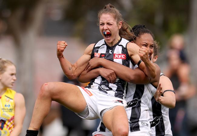 Mikala Cann was brilliant for the Pies. Picture: Jonathan DiMaggio/AFL Photos/via Getty Images