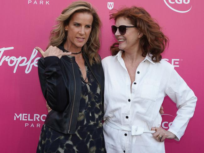 Rachel Griffiths and Susan Sarandon on the black carpet ahead of the 2018 Tropfest festival . Picture: Ben Rushton/AAP