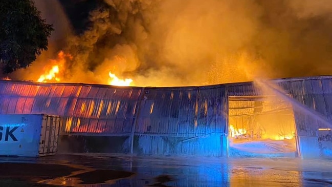 Firefighters were called to a massive factory fire in Moorebank on Thursday night. Pictures: Fire and Rescue NSW