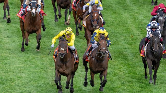 There were calls for Without A Fight to be stripped of the Caulfield Cup on Saturday. Picture: Jay Town—Racing Photos via Getty Images.