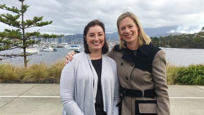 Labor’s Jo Siejka and Opposition Leader Rebecca White celebrate Ms Siejka’s re-election as Pembroke MLC. Picture: SUPPLIED