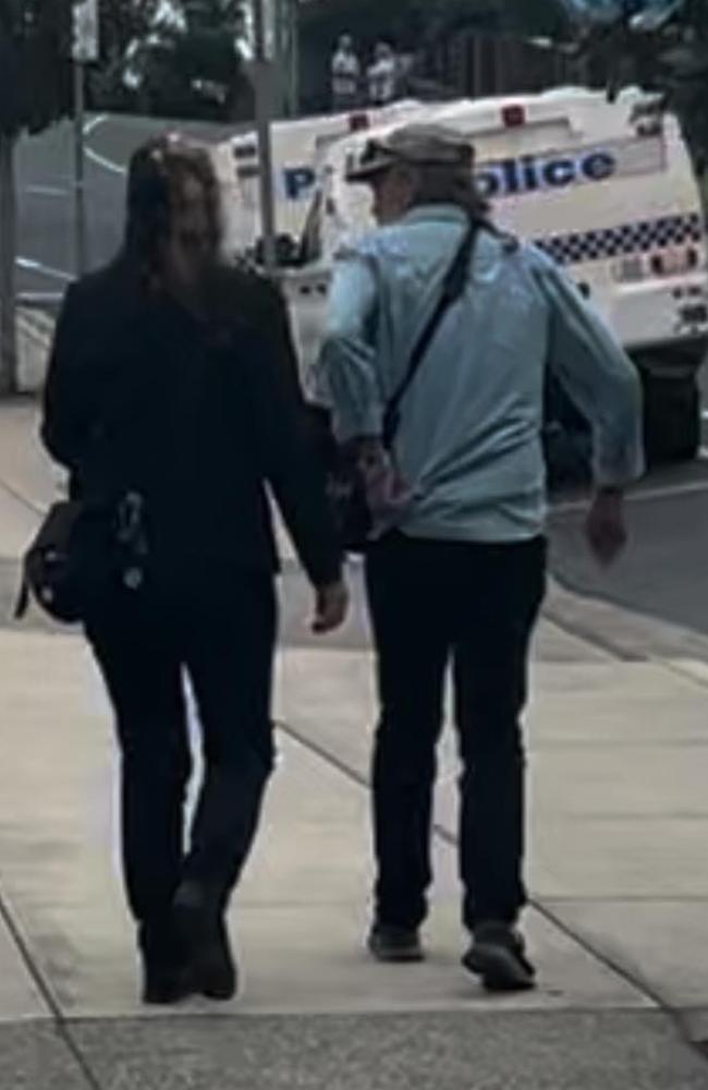 Giget Leta Taylor (left) leaves Gympie Magistrates Court after being convicted of producing and possessing dangerous drugs, and possessing utensils.