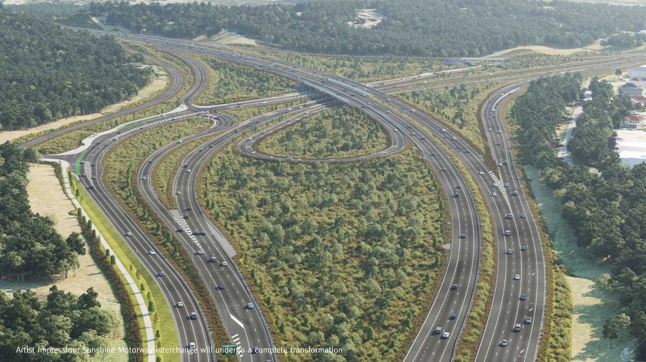 Traffic changes are expected to occur over the coming weeks, as the Bruce Highway and Sunshine Motorway interchange is one step closer to being completed. Picture: TMR