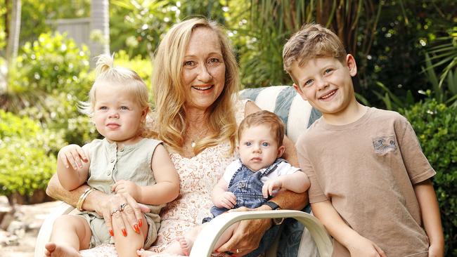 Elaine Short with her grandchildren Lawson 5, Riley 1 and 3-month-old William. Picture: Tim Hunter