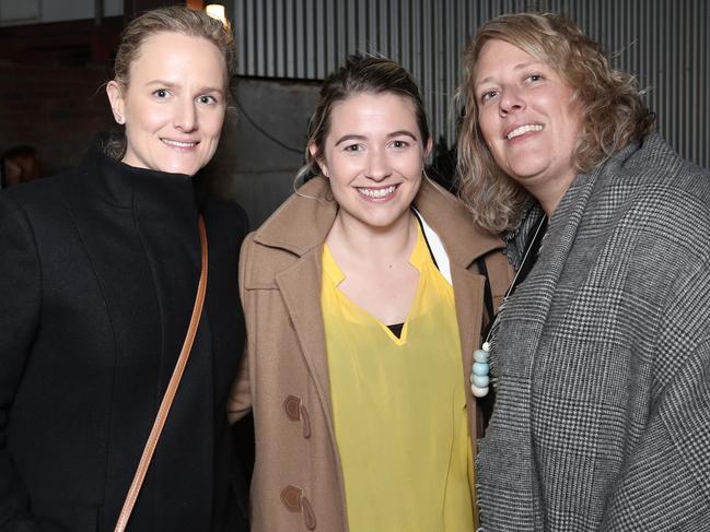 From left, Meredith Farrer, of South Hobart, Laura Curtain, of Moonah, and Leah Muir, of Brighton. Picture: LUKE BOWDEN