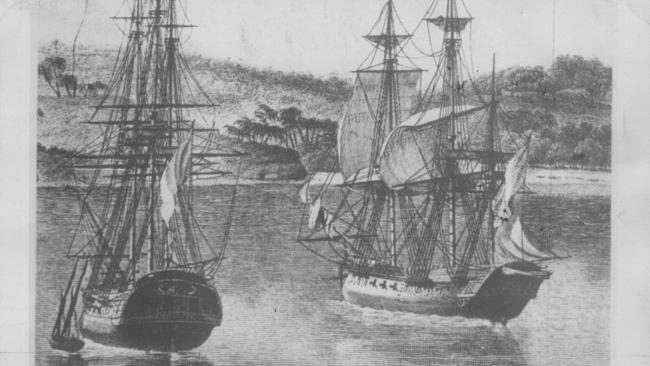 The ships of explorer Captain Nicolas Baudin.