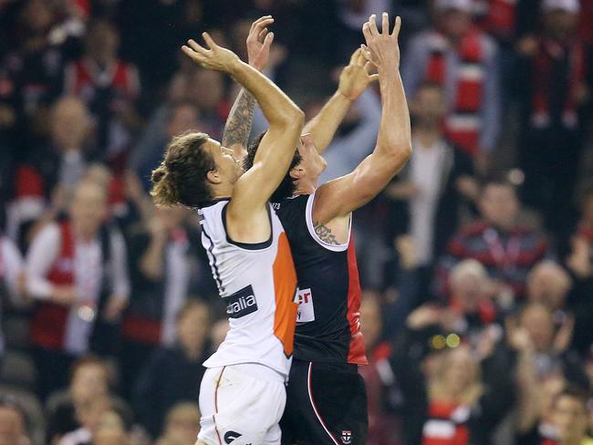 Phil Davis spoils Jake Carlisle. Picture: Michael Klein