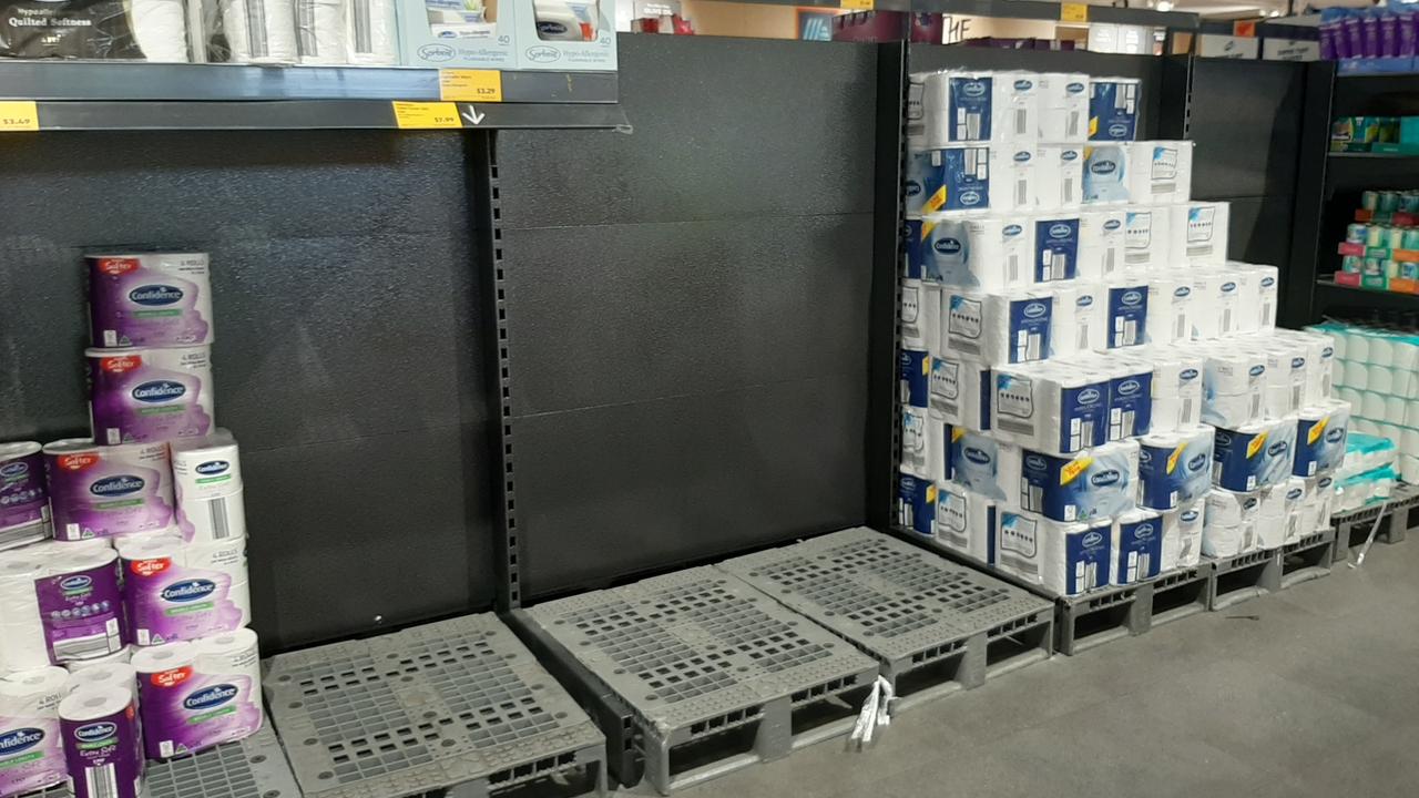 Stock at Aldi Morayfield is already disappearing. Photo: Erin Smith