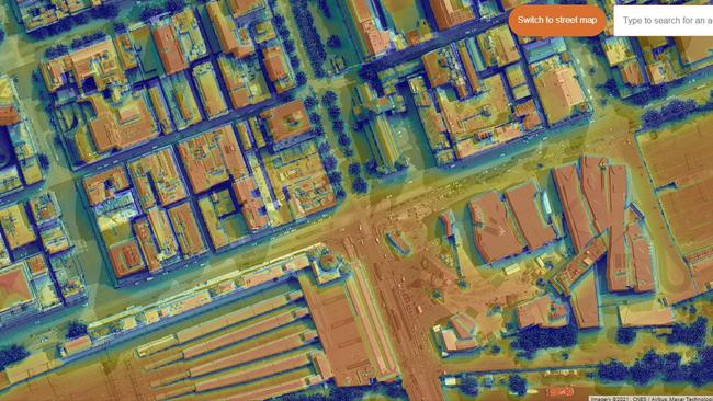 Central Melbourne from the air with the pub just north of the railway concourse. Picture: Australian Photovoltaic Institute, SunSpot