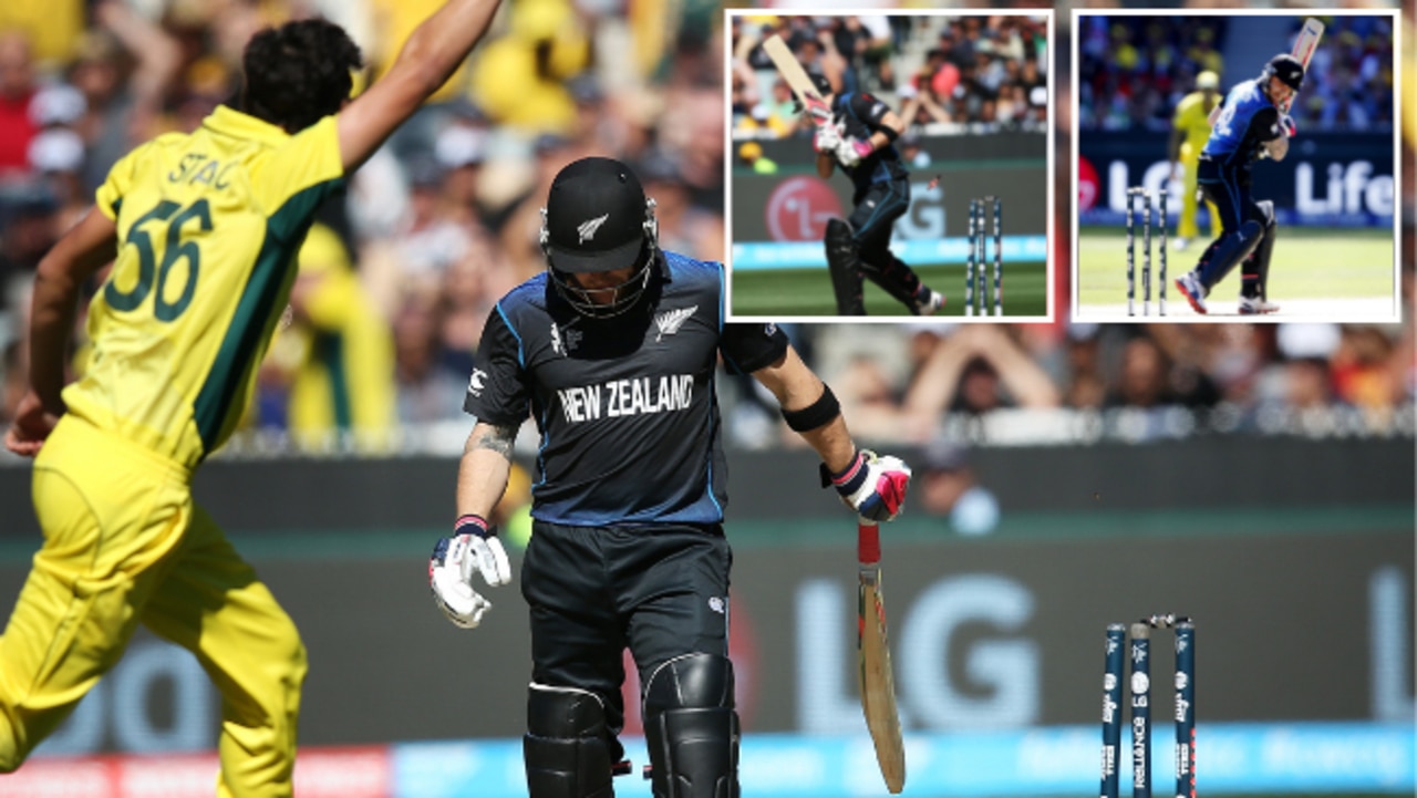 Mitchell Starc topples Brendon McCullum to set the tone for the 2015 World Cup final.