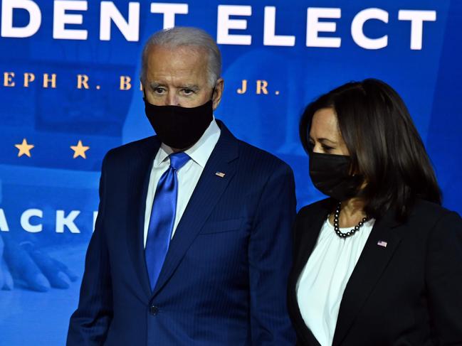 Kamala Harris has said she will be a “full partner” to Joe Biden when the two take office in January. Picture: AFP