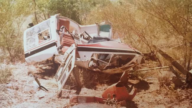 The helicopter that crashed during the investigation of a triple murder at Spear Creek near Mount Isa in 1978