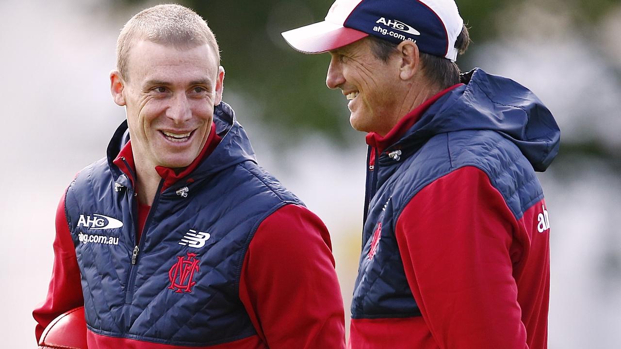 afl pre-seasons Picture:Wayne Ludbey Melbourne Demon coach Paul Roos & Simon Goodwin on Gosch's paddock