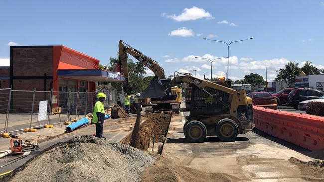 On going works to Byrnes St in Mareeba.