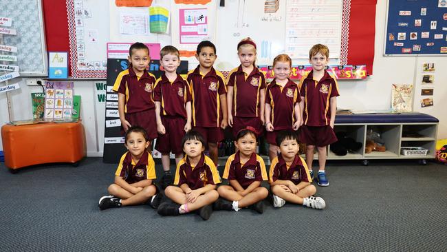 My First Year 2025 – Edge Hill State School Prep Class A. From back Row: Evi, Elon, Kymani, Scout, Zahli, Charlie. Maeson, Xelha, Amelia, Jeffrey. Picture: Brendan Radke