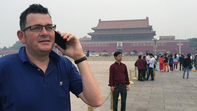 Victorian Premier Daniel Andrews at Tiananmen Square in Beijing in 2015