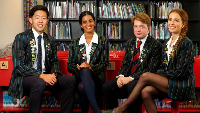 Somerset College year 12 students Kevin Song, Joanne Joe, Julius Wright and Ainsley McCarthy. Picture: Adam Head