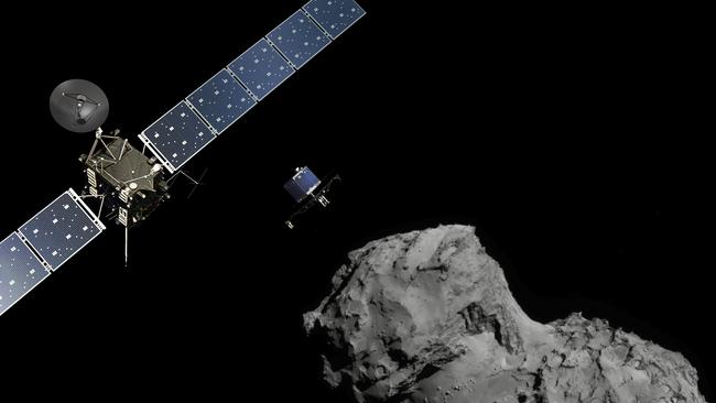 Artists impression shows The European Space Agency’s billion-euro Rosetta spacecraft caught up with comet 67P/Churyumov–Gerasimenko more than 400m km from Earth as it streaked towards the sun at around 55,000km per hour.