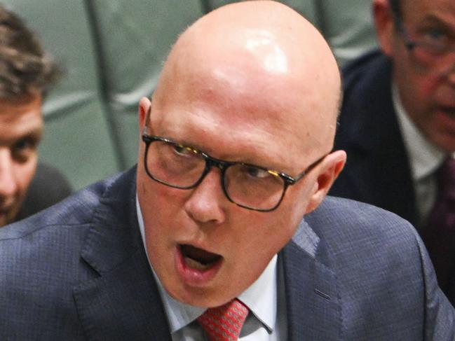 CANBERRA, AUSTRALIA, NewsWire Photos. FEBRUARY 14, 2024: Leader of the Opposition Peter Dutton during Question Time at Parliament House in Canberra. Picture: NCA NewsWire / Martin Ollman