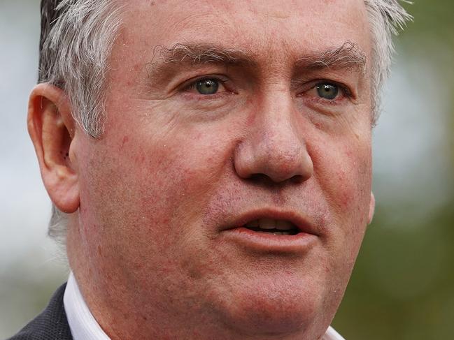 Collingwood Football Club President Eddie McGuire speaks during a media event at the MCG in Melbourne, Wednesday, May 8, 2019. AFL clubs Hawthorn and Collingwood have joined forces to create the 'Emergency Services Match' to help improve support and appreciation of Victoria's emergency workers. (AAP Image/Stefan Postles) NO ARCHIVING