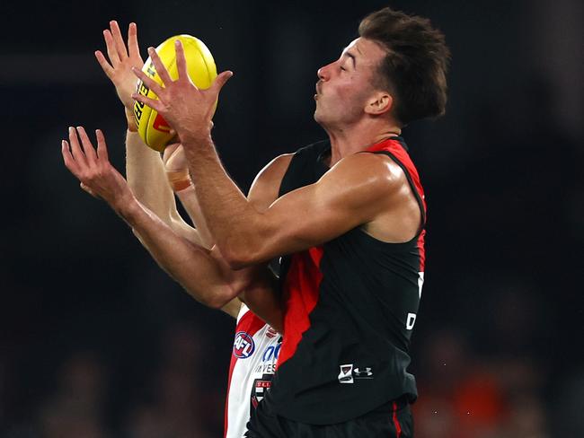 Nic Martin flies for a mark during his prolific outing. Picture: Quinn Rooney/Getty Images