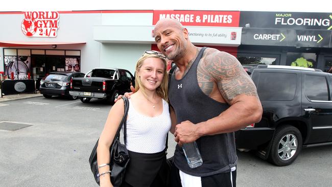 The Rock aka Dwayne Johnson worked out at World Gym at Ashmore in 2014. Picture: Richard Gosling.