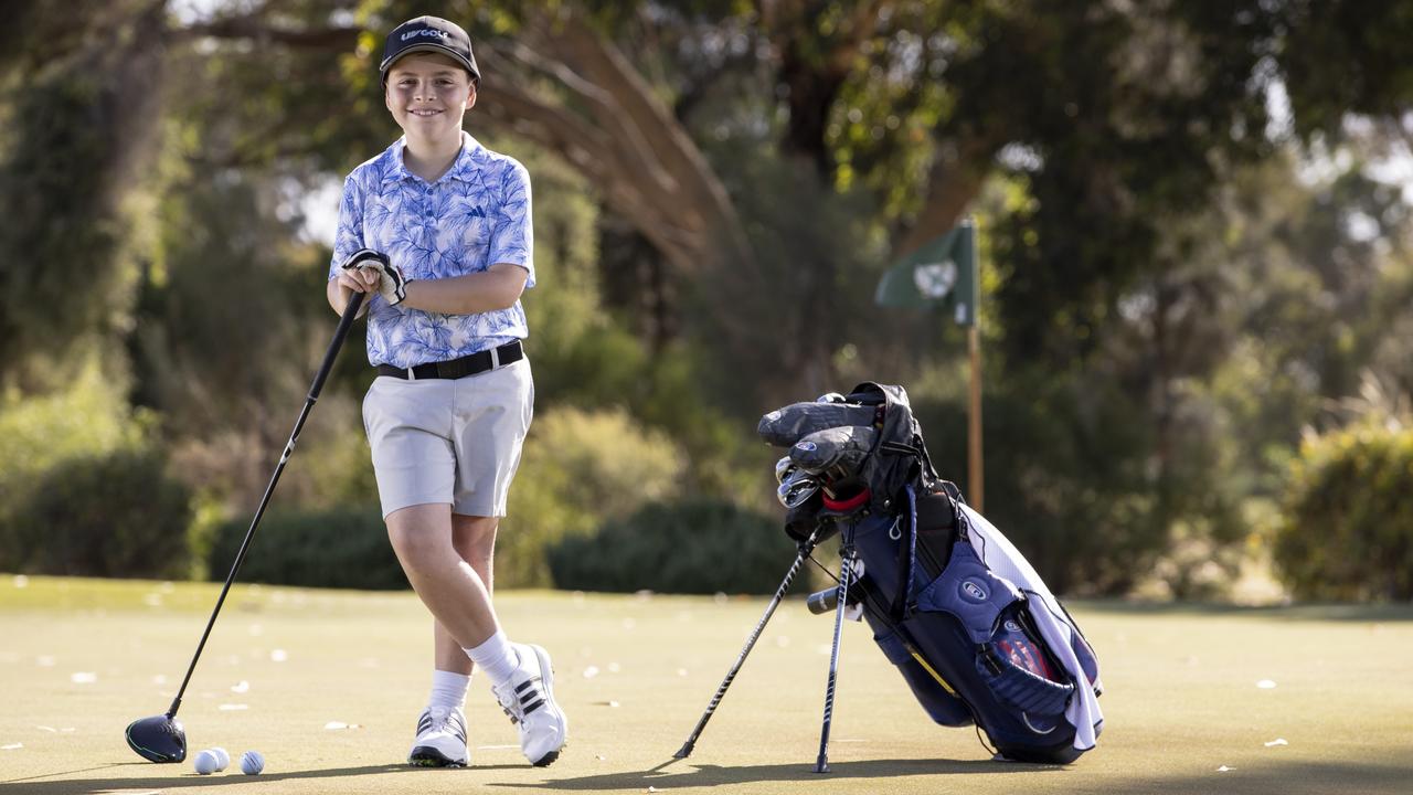 David Cooper, 8, at The Grange Golf Club. Picture: Brett Hartwig