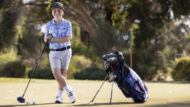 David Cooper, 8, at The Grange Golf Club. Picture: Brett Hartwig