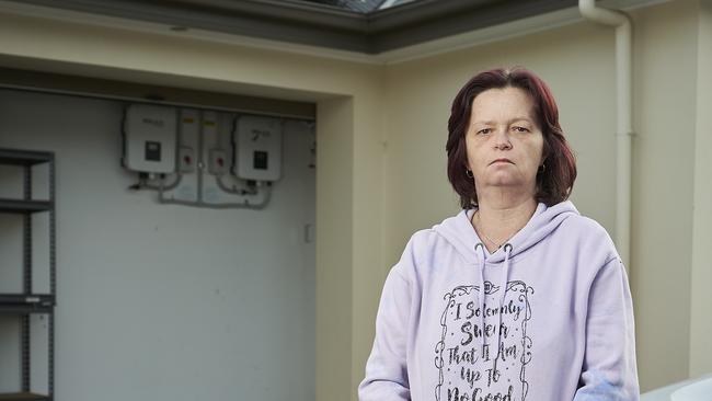 Colleen Brady at a shared house in Salisbury, in the converted garage she been living in. Picture: Matt Loxton