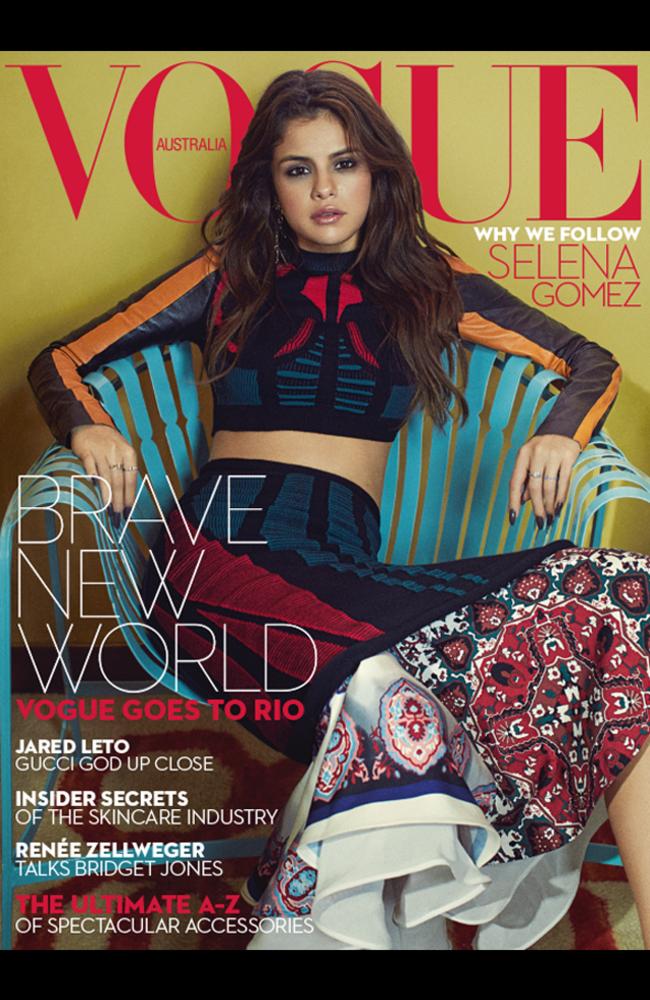 Selena Gomez on the cover of Vogue Australia’s August issue.